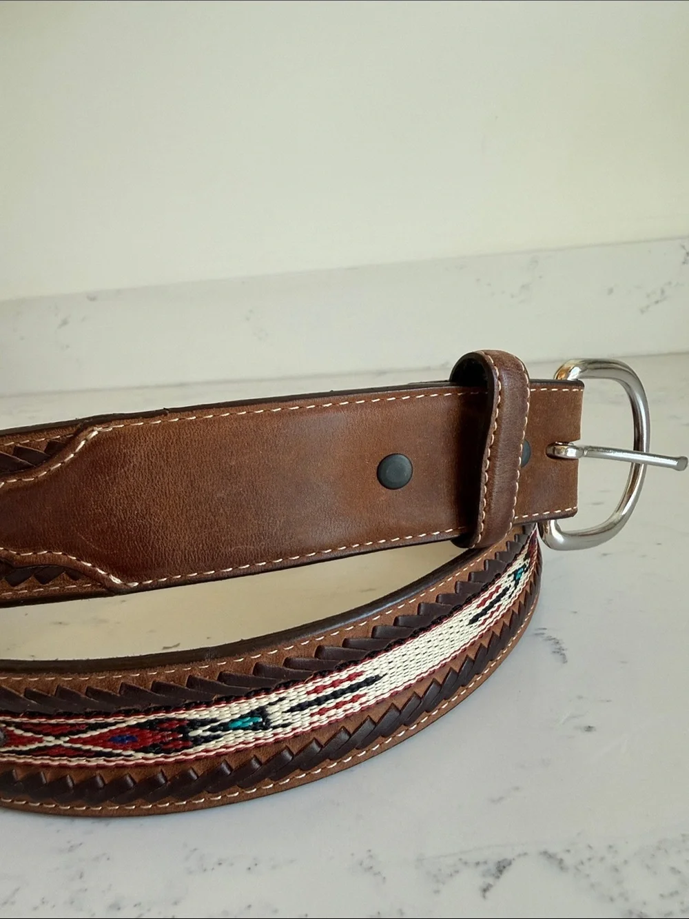 TONY LAMA MEN'S WOVEN LEATHER LACE BELT